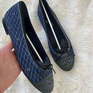 Chanel denim ballet flats
